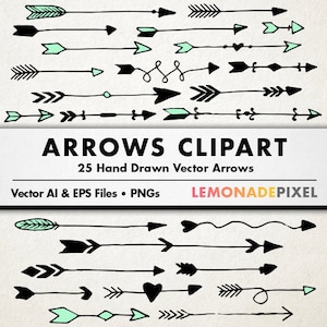 Arrows Clipart - Hand drawn clip art, tribal arrows, art element, wedding clipart, diy invitation, text dividers, blog website art