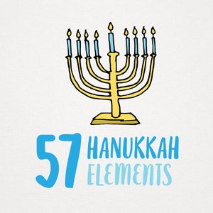 Hanukkah Clipart, holiday clipart, hand drawn clip art, chanukah illustrations, Jewish holidays, dreidel menorah torah gelt challah party image 2