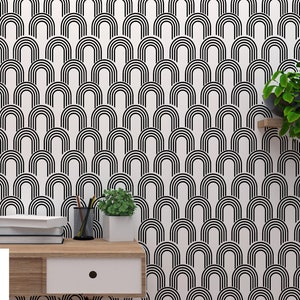 Arches Wall Paint Stencils, Rainbow Wallpaper Stencil, Art Deco Wall Stencil Seamless Pattern Wall Stencils for Painting, Art Deco Wallpaper