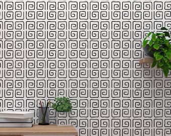 Estêncil de parede de coluna moderno de meados do século: design desenhado à mão