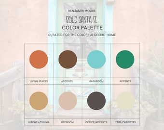 Bold Santa Fe Paint Palette, Whole Home Southwestern Paint Colors, Desert Home Decor, Southwest Paint Colors for Whole Home