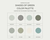 Green Paint Palette: Whole Home Decor, Sherwin Williams (Digital Download)