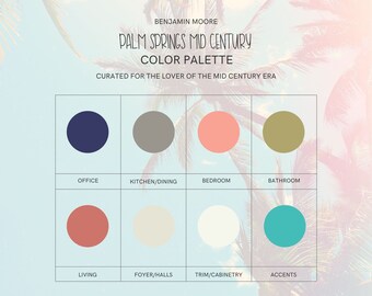 Tavolozza di colori Palm Springs Mid-Century: 8 colori Benjamin Moore (download digitale)
