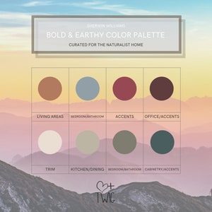 Bold & Earthy Paint Palette, Sherwin Williams Earthy Paint Colors, Rustic Home Decor, Industrial Modern Paint Colors for Home