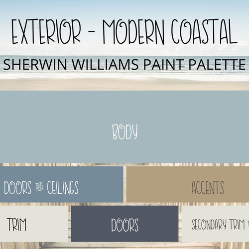 Exterior Contemporary Coastal Paint Colors Modern Coastal Etsy