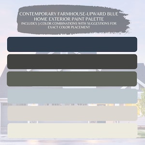 Blue Farmhouse Exterior Paint Palette: Sherwin Williams 3-Color Guide (Digital Download