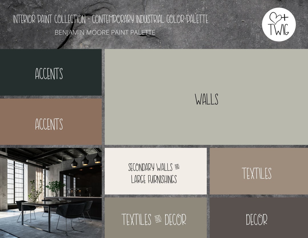 Interior Contemporary Industrial Paint Palette, Whole Home Industrial