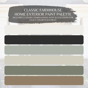 Farmhouse Exterior Paint Color Palette: Tricorn Black, Neutral Colors (Digital Download)