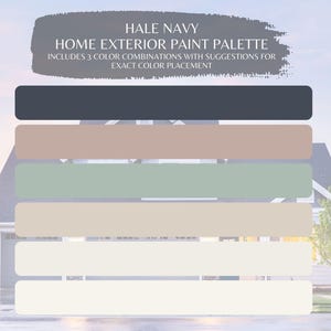Hale Navy Exterior Paint Color Palette: 3 Benjamin Moore Combinations (Digital Download)