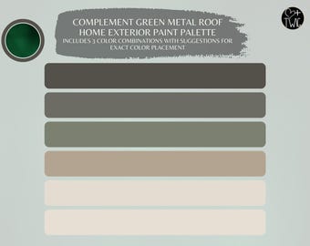 Paleta de tintas para exteriores de telhados metálicos verdes: cores da Sherwin Williams (download digital)