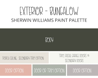 Mid CenturyBungalow Außenfarbpalette: Sherwin Williams (Digitaler Download)