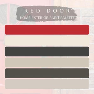 Red Door Paint Color Scheme, Complement Brick Exterior Paint Colors, Exterior Paint Palette, Contemporary Exterior Paint Color Whole Home