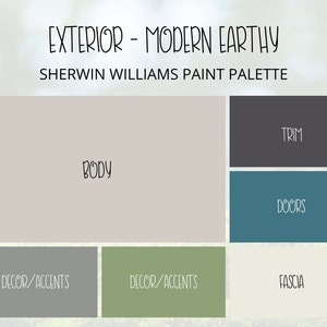 Exterior Modern Earthy Paint Colors, Modern Rustic House Exterior Paint Color Collection, Exterior Cottage Paint, Exterior Paint Colors