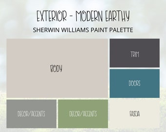 Moderne erdige Außenfarben-Palette: Sherwin Williams Colors (Digitaler Download)