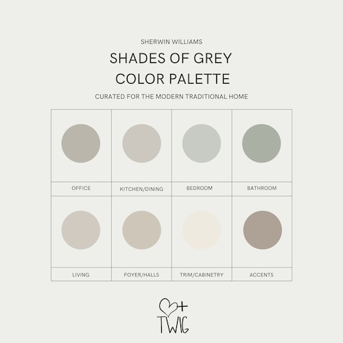 Shades of Gray Interior Paint Palette Whole Home Grey Paint Etsy