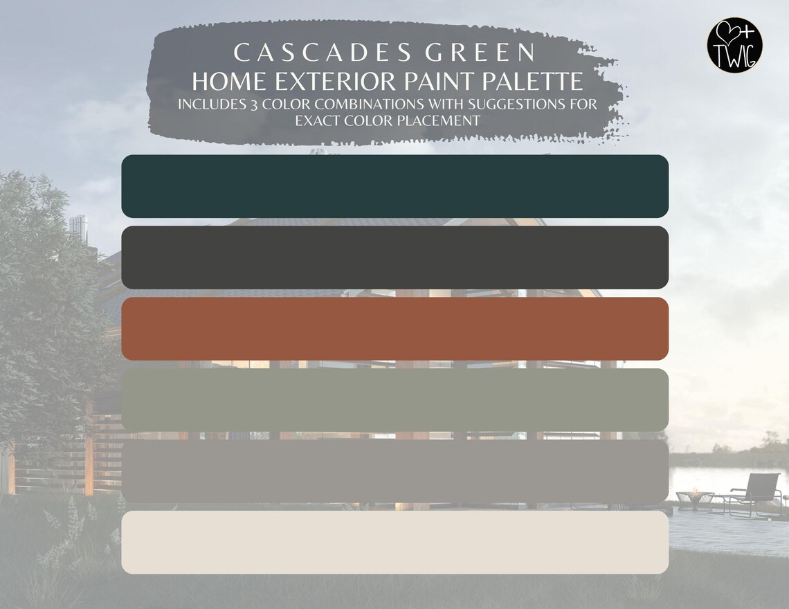 Cascades Green Exterior Paint Color Scheme: Sherwin Williams Palette ...