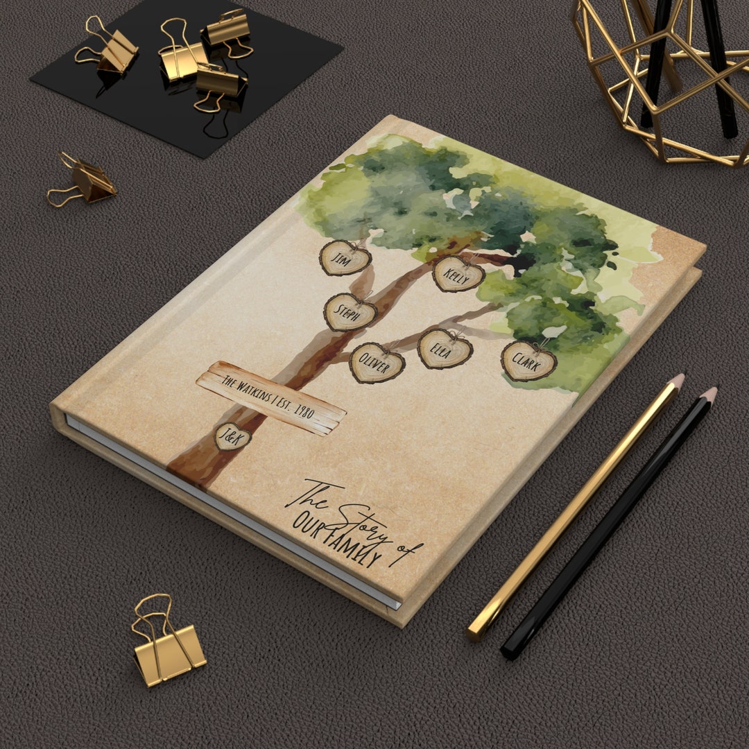 Personalized Family Tree Journal Notebook, Grandparents Legacy Tree