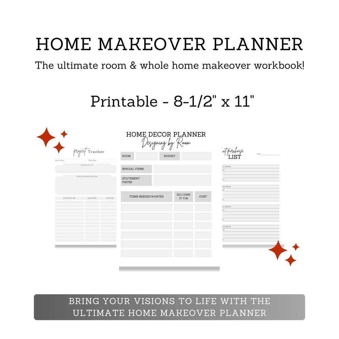 Room Makeover Planner: Printable Decorating and Design Guide ...