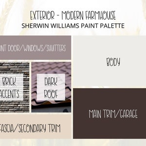 Modern Farmhouse Exterior Paint Palette: 4 Sherwin Williams Colors (Digital Download)