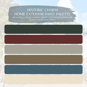 Historic Home Exterior Paint Color Palette: 6 Sherwin Williams Colors (Digital Download)