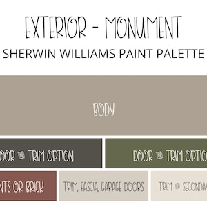 Exterior Sherwin Williams Paint Colors, Mountain House Exterior Paint Collection, Exterior Paint Palette, Exterior Paint Color Whole Home