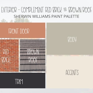 Exterior Paint Colors for Red Brick and Brown Roof, Exterior Paint Color, Exterior House Paint, Exterior Paint Colors Match Red Brick