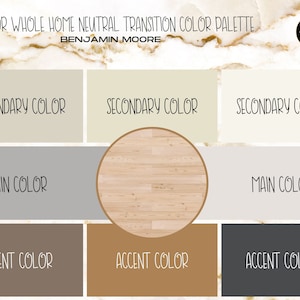 Neutral Home Interior Paint Palette: 8 Benjamin Moore Colors (Digital Download)
