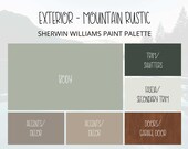 Mountain Rustic Exterior Paint Palette: Sherwin Williams Colors (Digital Download)