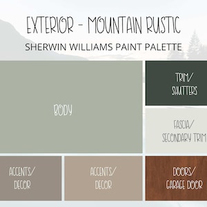 Mountain Rustikal Außenfarben-Palette: Sherwin Williams Colors (Digitaler Download)