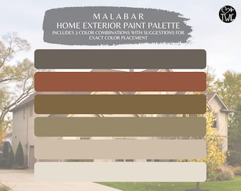 Esquema de cores da pintura externa Malabar: 6 cores da Sherwin Williams (download digital)