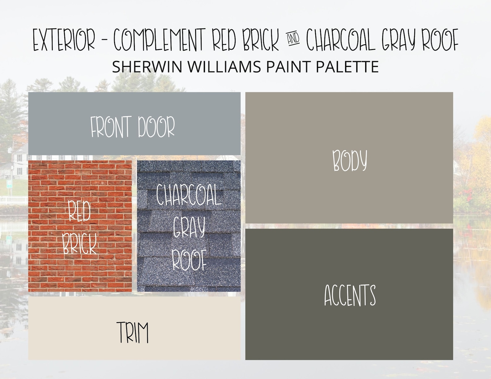 Exterior Paint Colors for Red Brick and Gray Roof Exterior Etsy