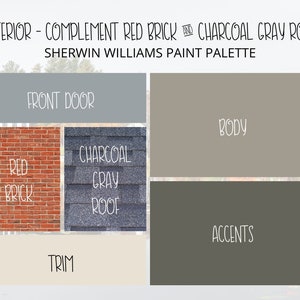 Exterior Paint Colors for Red Brick and Gray Roof, Exterior Paint Color, Exterior House Paint, Exterior Paint Colors Match Red Brick