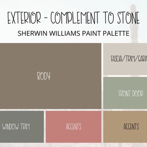 Exterior Modern Paint Colors, Complement Stone Exterior Paint Color Collection, Exterior House Paint, Exterior Paint Color Home Stone Home