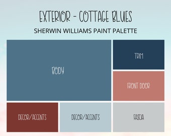Paleta de cores para pintura externa Cottage Blues - Sherwin Williams (download digital)