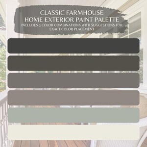 Farmhouse Exterior Paint Color Palette: Beige, Tan, Green (Digital Download)