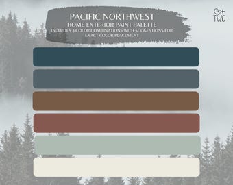 Paleta de tintas externas Pacific Northwest: 6 cores da Sherwin Williams (download digital)