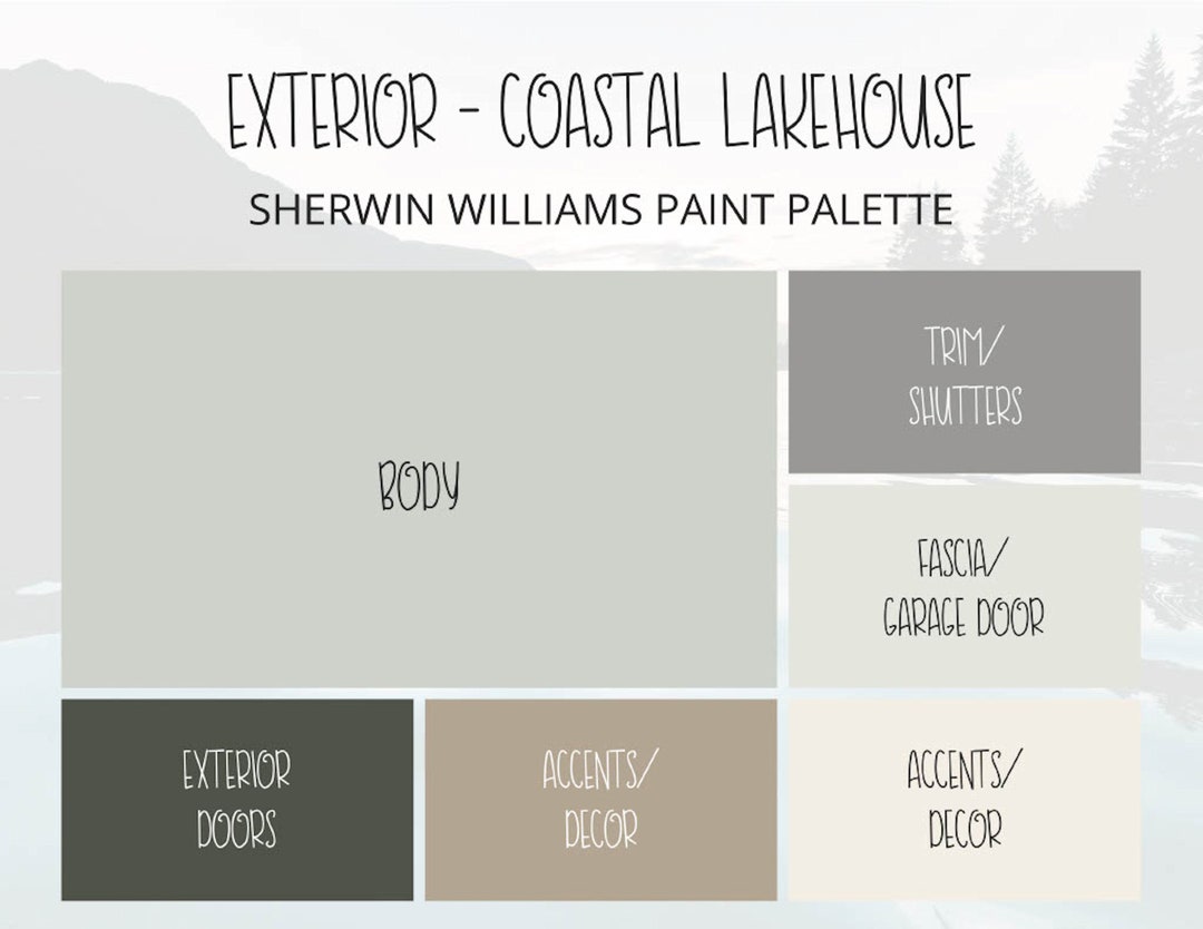 Exterior Coastal Lakehouse Paint Palette, Paint for Lake House, Coastal