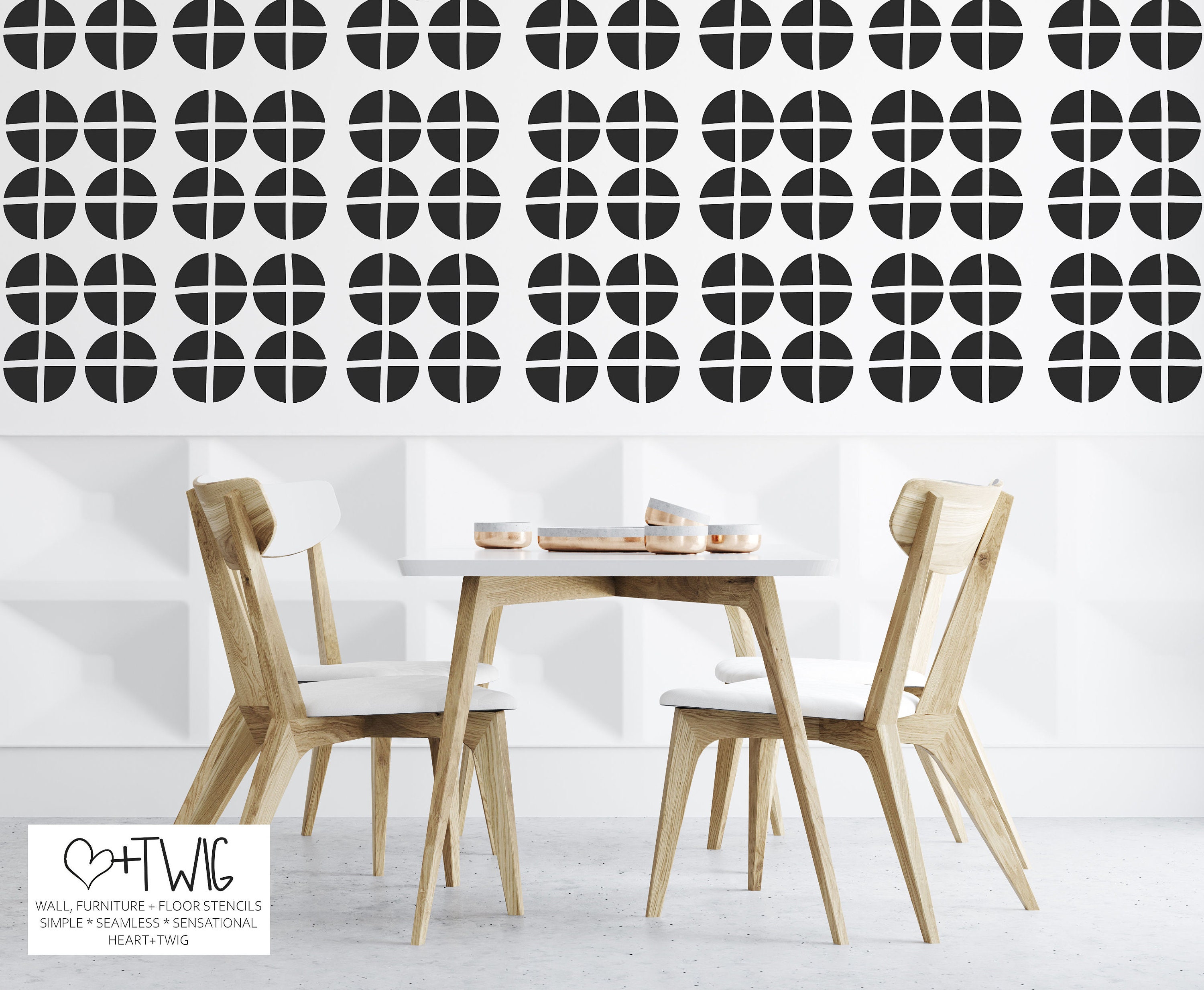 Circle Stencils Medium Wall Stencil Mid Century Temporary Etsy