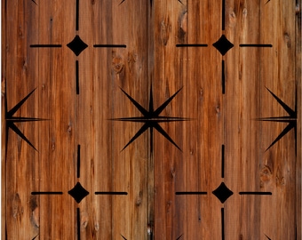 Estêncil de piso em forma de estrela de quatro pontas: azulejo marroquino, decoração colonial de fazenda