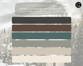 Esquema de cores para pintura externa Evergreen Fog: Paleta Mountain Home (download digital)