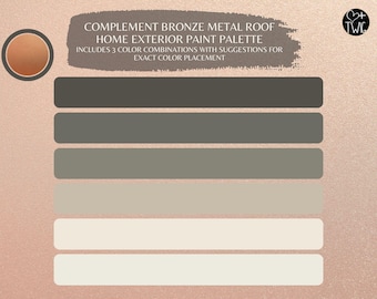Paleta de tintas para exteriores de telhados de bronze: combinações de cores da Sherwin Williams (download digital)