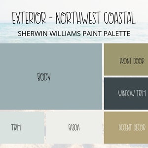 Exterior Northwest Coastal Paint Colors, Beach House Exterior Paint Color Collection, Exterior Cottage Paint, Exterior Paint Colors