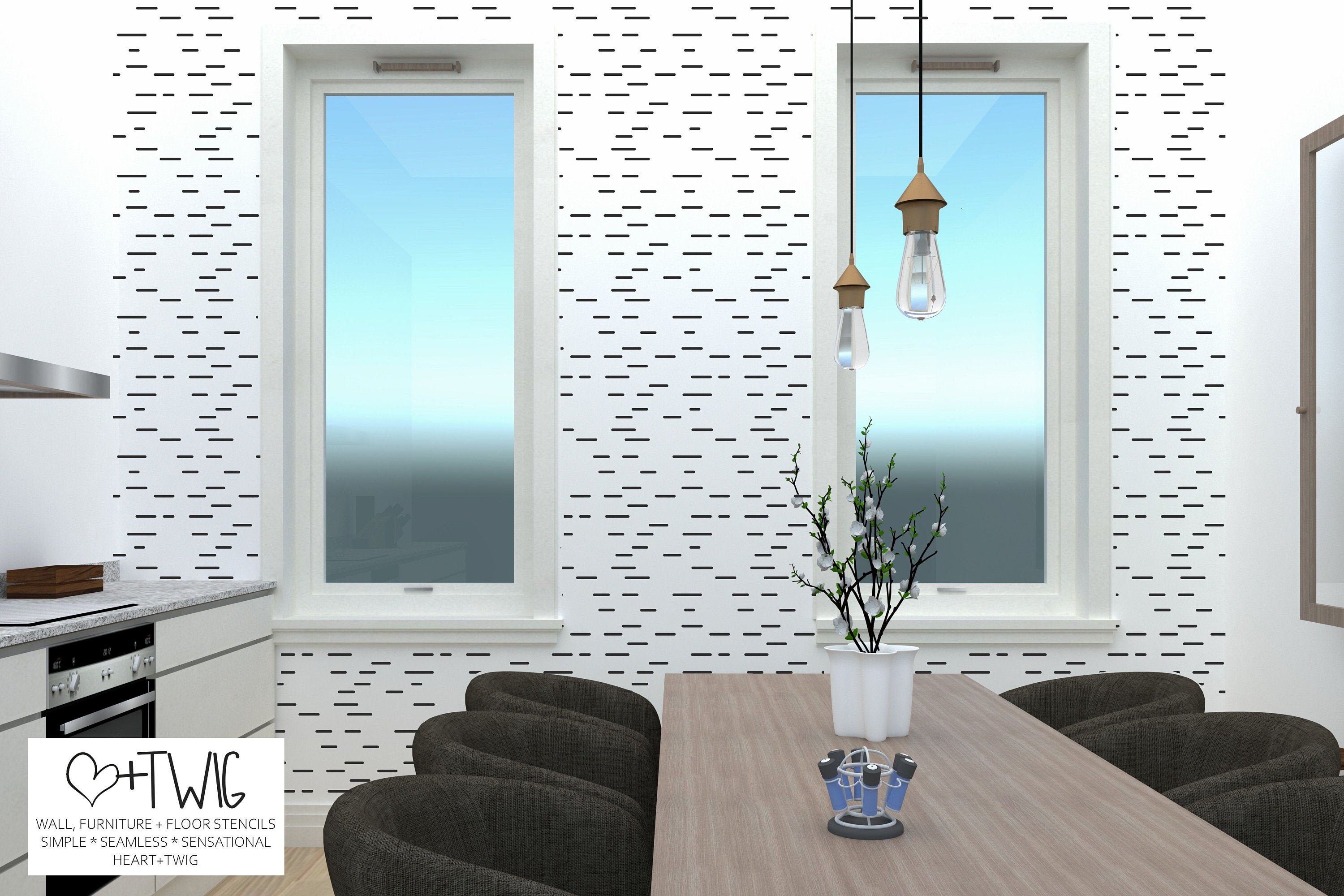 Lines Wallpaper Wall Stencil Medium Wall Stencil Hand Drawn Etsy