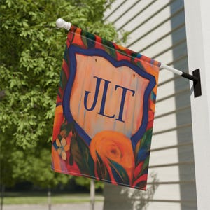 Personalized Floral Crest Garden Flag: Custom Family Initial, Outdoor Decor