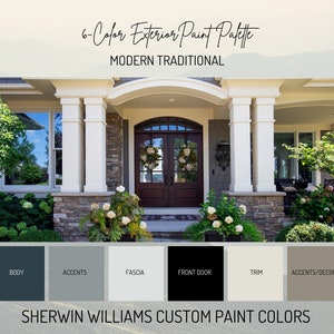 Modern Traditional Exterior Paint Palette: 6 Sherwin Williams Colors (Digital Download)