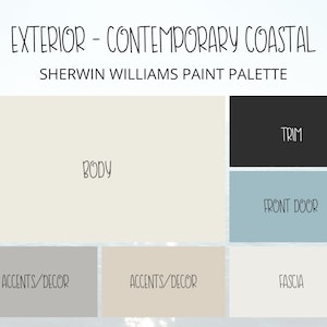 Exterior Contemporary Coastal Paint Colors, Modern Coastal House Exterior Paint Color Scheme, Exterior Coastal Paint, Exterior Paint Colors