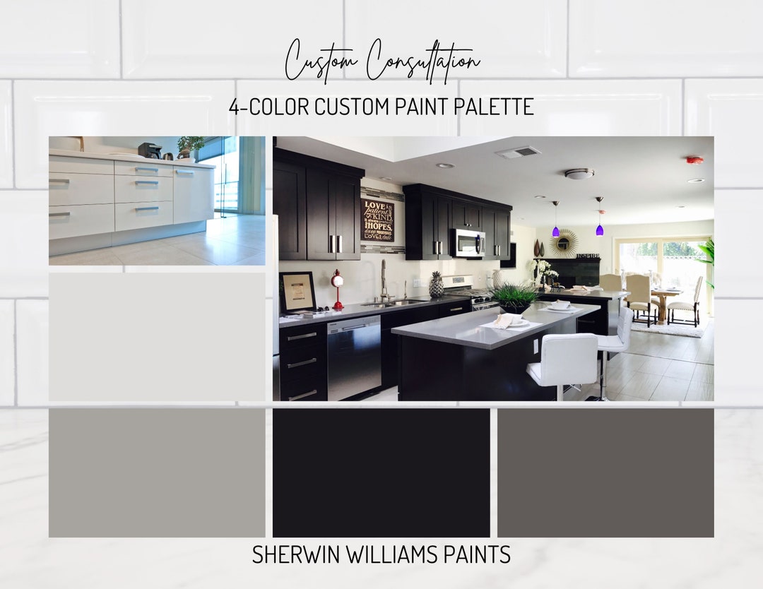 Custom Interior Paint Color Palette, Custom Interior Design, 4color