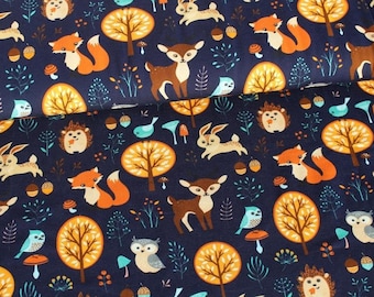 Cotton Jersey 'AUTUMN FOREST' Miss von Julie Dark Blue