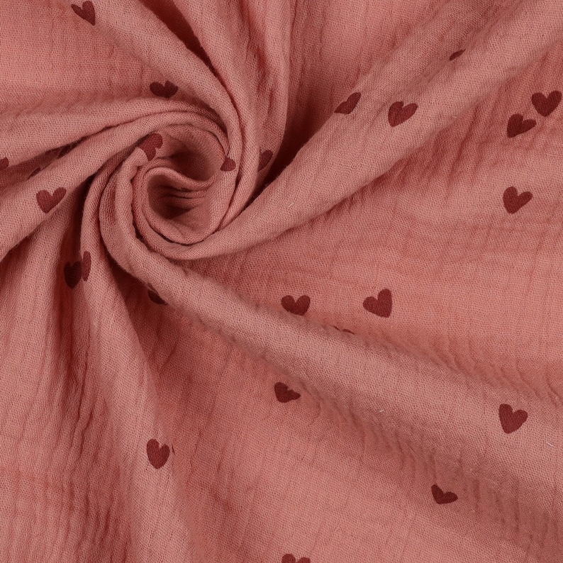 Musselin Stoff Double Gauze 'SMALL HEARTS' Blush Bild 1