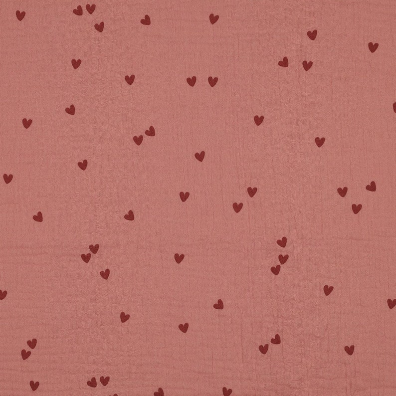 Musselin Stoff Double Gauze 'SMALL HEARTS' Blush Bild 2